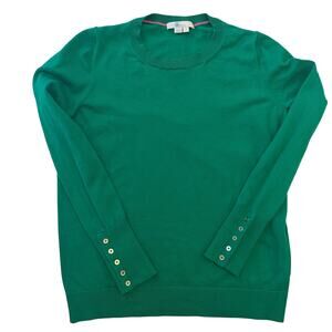 Boden Green Sweater with Button Cuffs